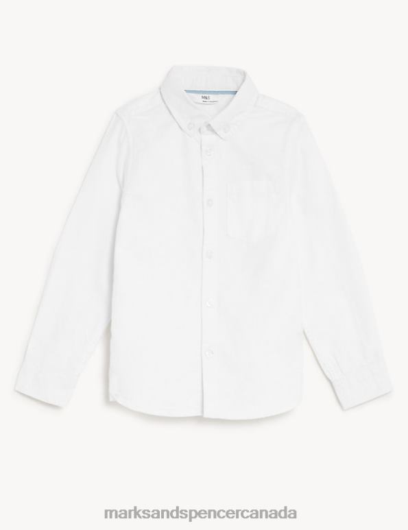 Marks and Spencer near me - Kids White Clothing Marks & Spencer Pure Cotton Oxford Shirt 20VTD8460