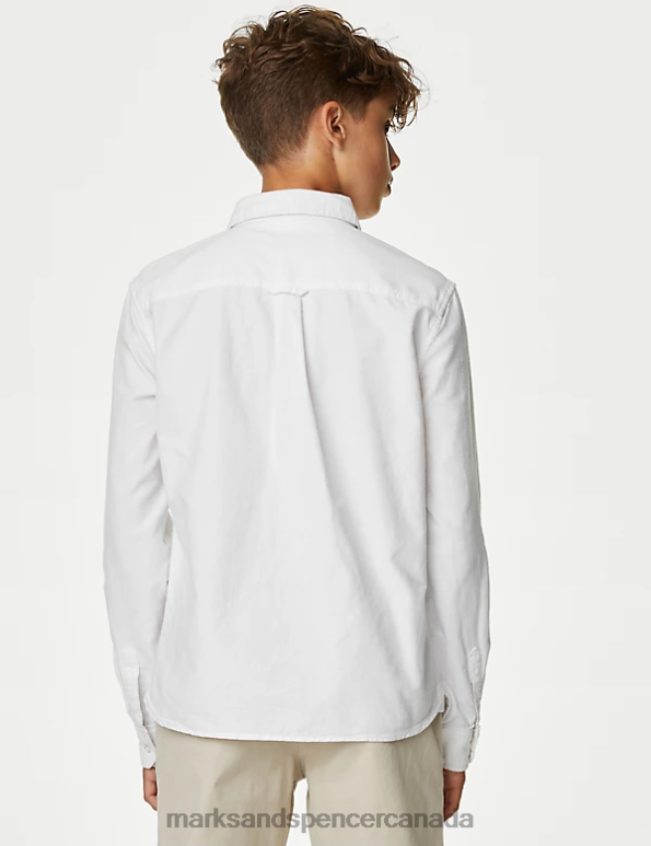 Kids White Clothing Marks & Spencer Pure Cotton Oxford Shirt 20VTD8630 - Marks and Spencer online