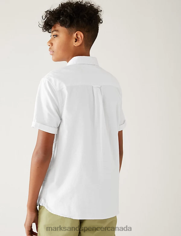 Marks and Spencer Canada - Kids White Clothing Marks & Spencer Pure Cotton Plain Shirt 20VTD8458