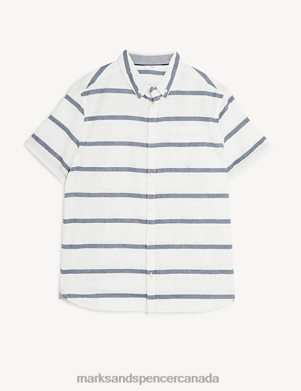 Marks and Spencer sale - Kids White Mix Clothing Marks & Spencer Pure Cotton Striped Shirt 20VTD8560