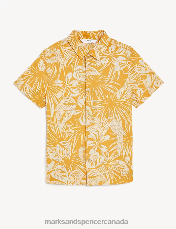Marks and Spencer sale - Kids Yellow Mix Clothing Marks & Spencer Pure Cotton Parrot Shirt 20VTD8484