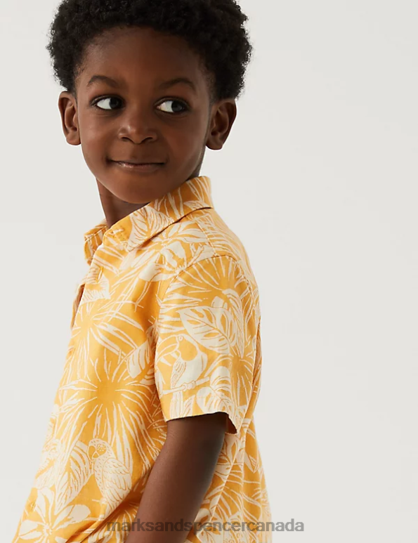 Marks and Spencer sale - Kids Yellow Mix Clothing Marks & Spencer Pure Cotton Parrot Shirt 20VTD8484