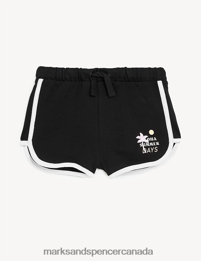 Clothing 20VTD9315 Black Kids Marks & Spencer Pure Cotton Aloha Summer Days Slogan Shorts - Marks and Spencer Canada locations