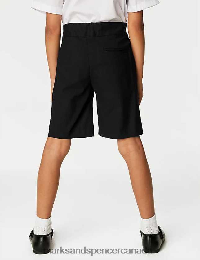 Clothing 20VTD9385 Black Kids Marks & Spencer Button Front School Shorts - Marks and Spencer outlet
