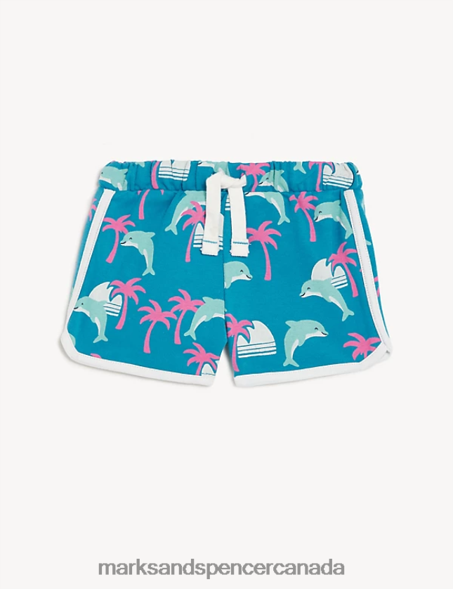 Clothing 20VTD9419 Blue Kids Marks & Spencer Pure Cotton Dolphin Runner Shorts - Marks and Spencer online