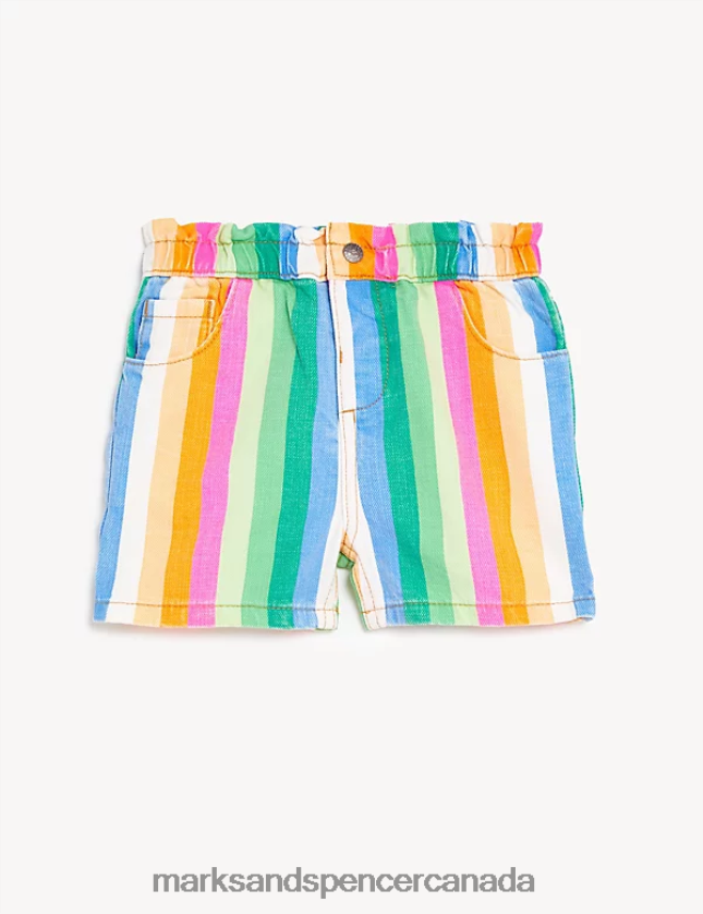 Clothing 20VTD9525 Multi Kids Marks & Spencer Denim Rainbow Striped Shorts - Marks and Spencer Canada locations