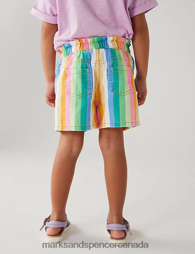 Clothing 20VTD9525 Multi Kids Marks & Spencer Denim Rainbow Striped Shorts - Marks and Spencer Canada locations