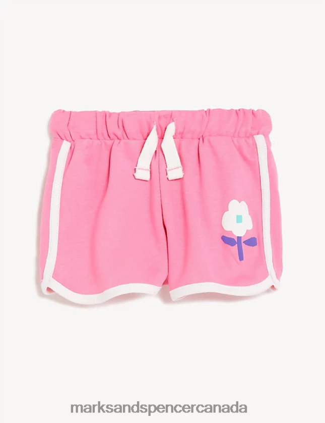 Marks and Spencer near me - Clothing 20VTD9625 Pink Kids Marks & Spencer Pure Cotton Side Stripe Floral Shorts