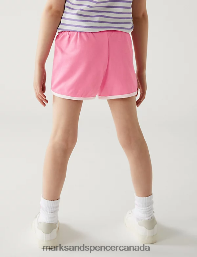 Marks and Spencer near me - Clothing 20VTD9625 Pink Kids Marks & Spencer Pure Cotton Side Stripe Floral Shorts