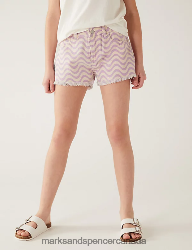 Marks and Spencer sale - Clothing 20VTD9627 Pink Mix Kids Marks & Spencer Denim Wave Print Shorts