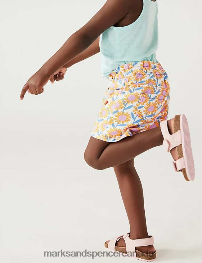 Marks and Spencer Canada - Clothing 20VTD9658 Multi Kids Marks & Spencer Pure Cotton Sunflower Shorts