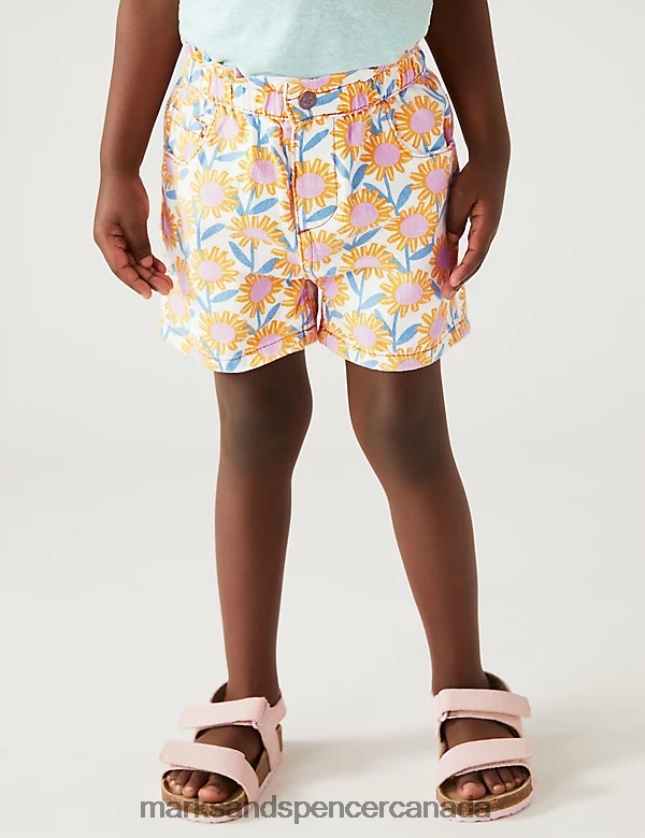 Marks and Spencer Canada - Clothing 20VTD9658 Multi Kids Marks & Spencer Pure Cotton Sunflower Shorts
