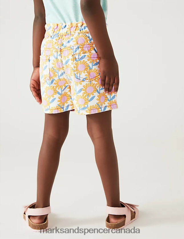 Marks and Spencer Canada - Clothing 20VTD9658 Multi Kids Marks & Spencer Pure Cotton Sunflower Shorts