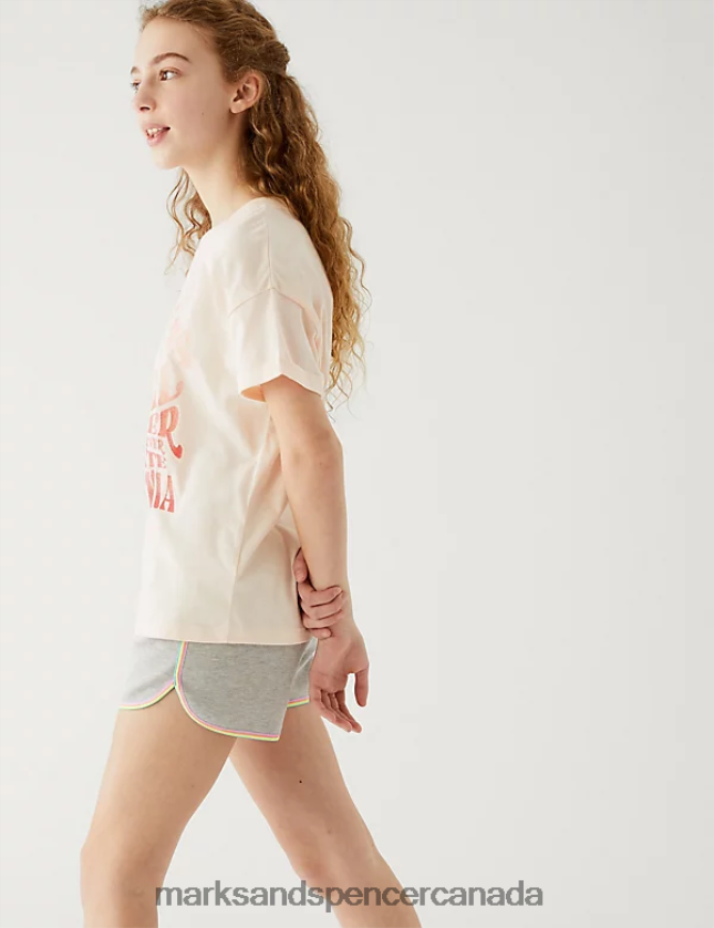 Marks and Spencer near me - Clothing 20VTD9664 Grey Marl Kids Marks & Spencer Cotton Rich Striped Shorts