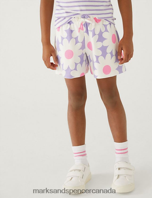 Marks and Spencer near me - Clothing 20VTD9727 Purple Kids Marks & Spencer Pure Cotton Daisy Shorts