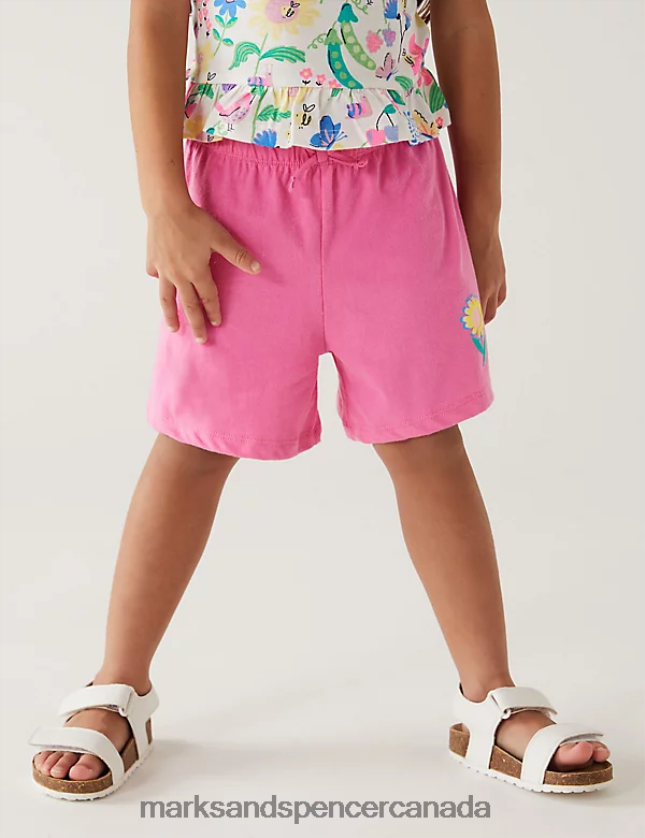 Clothing 20VTD9776 Green Kids Marks & Spencer 3pk Pure Cotton Floral Print Shorts - Marks and Spencer outlet