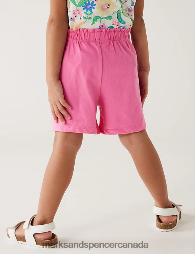 Clothing 20VTD9776 Green Kids Marks & Spencer 3pk Pure Cotton Floral Print Shorts - Marks and Spencer outlet