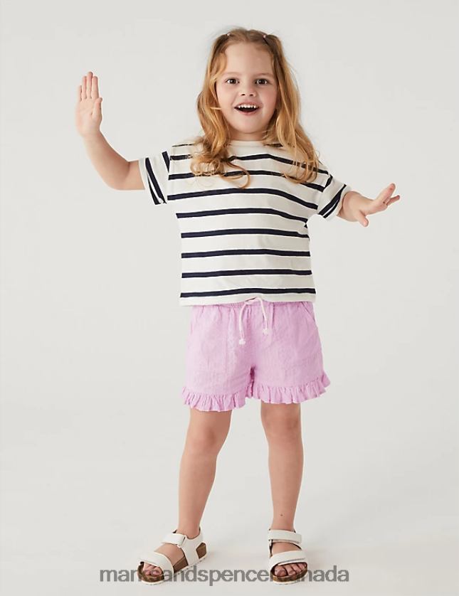 Marks and Spencer near me - Clothing 20VTD9785 Lilac Kids Marks & Spencer Pure Cotton Frill Shorts