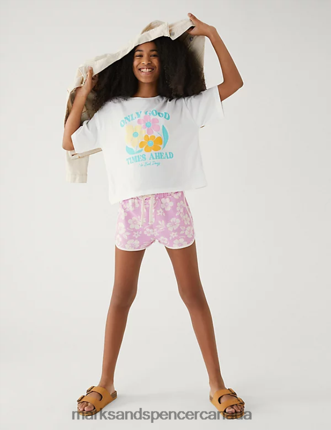 Clothing 20VTD9797 Pink Mix Kids Marks & Spencer Pure Cotton Tropical Print Shorts - Marks and Spencer Canada locations