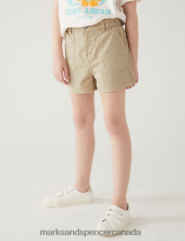 Clothing 20VTD9819 Stone Kids Marks & Spencer Pure Cotton Cargo Shorts - Marks and Spencer outlet
