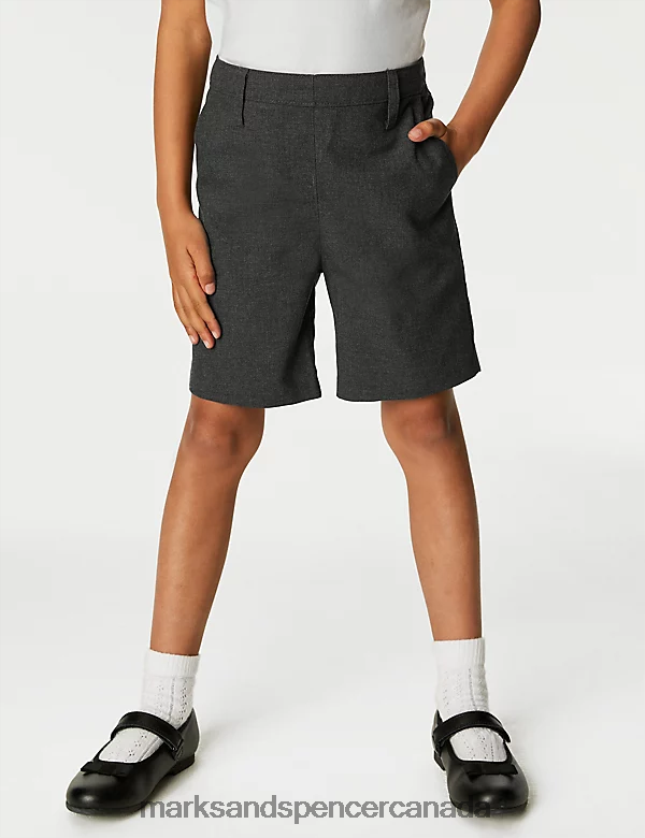 Marks and Spencer sale - Clothing 20VTD9825 Grey Kids Marks & Spencer 2pk Slim Leg School Shorts
