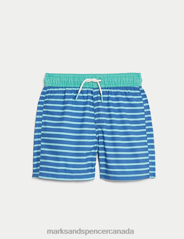 Marks and Spencer near me - Kids Aqua Mix Clothing Marks & Spencer Striped Swim Shorts 20VTD7856