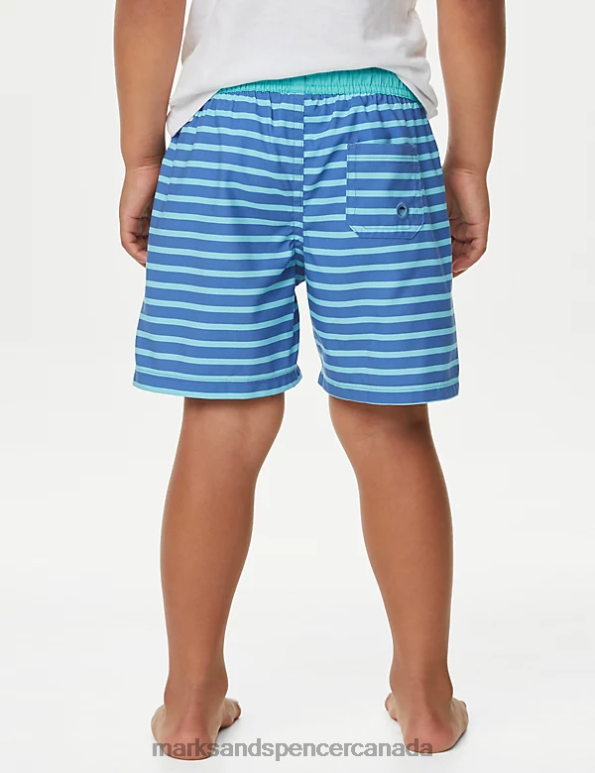 Marks and Spencer near me - Kids Aqua Mix Clothing Marks & Spencer Striped Swim Shorts 20VTD7856