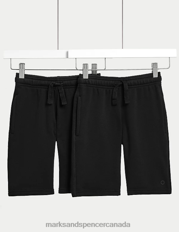 Marks and Spencer Canada - Kids Black Clothing Marks & Spencer 2pk Sport School Shorts 20VTD7965