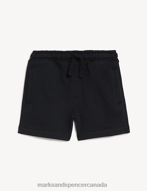 Kids Black Clothing Marks & Spencer Cotton Rich Plain Shorts 20VTD8482 - Marks and Spencer Canada locations