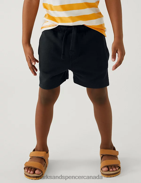 Kids Black Clothing Marks & Spencer Cotton Rich Plain Shorts 20VTD8482 - Marks and Spencer Canada locations