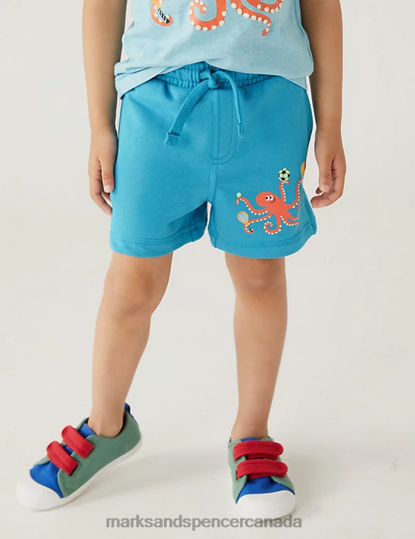 Marks and Spencer near me - Kids Blue Mix Clothing Marks & Spencer Cotton Rich Octopus Shorts 20VTD8580