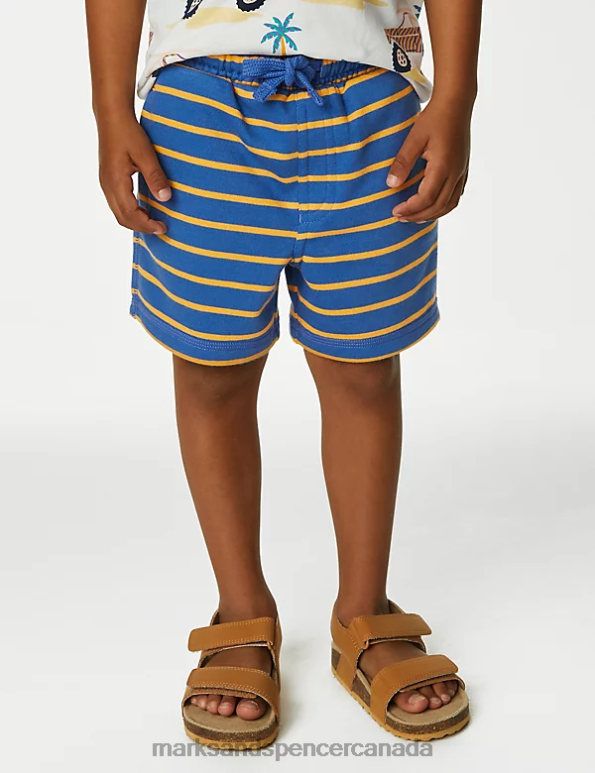 Marks and Spencer near me - Kids Blue Mix Clothing Marks & Spencer Cotton Rich Striped Shorts 20VTD8499