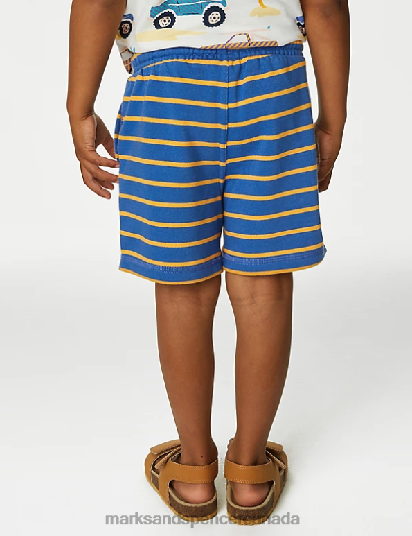 Marks and Spencer near me - Kids Blue Mix Clothing Marks & Spencer Cotton Rich Striped Shorts 20VTD8499