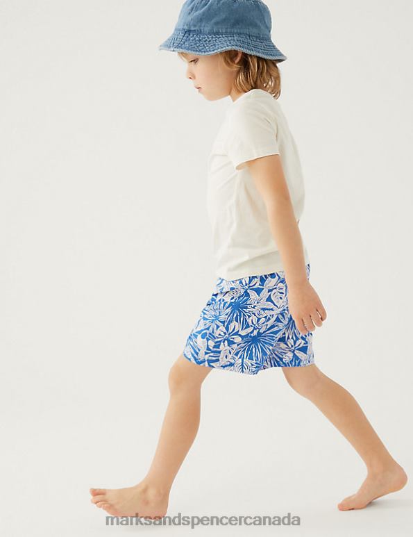 Marks and Spencer Canada - Kids Blue Mix Clothing Marks & Spencer Mini Me Tropical Swim Shorts 20VTD8654