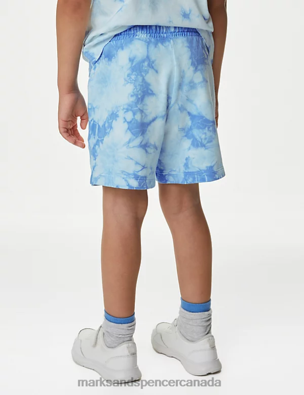 Kids Blue Mix Clothing Marks & Spencer Pure Cotton Pokemon Tie Dye Shorts 20VTD8061 - Marks and Spencer outlet