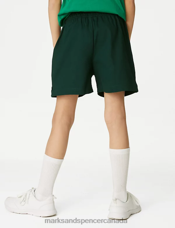 Kids Bottle Green Clothing Marks & Spencer Pure Cotton Sports Shorts 20VTD8410 - Marks and Spencer outlet