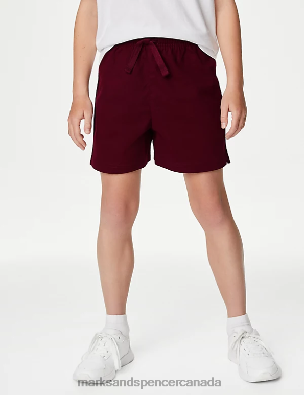 Kids Burgundy Clothing Marks & Spencer Pure Cotton Sports Shorts 20VTD8658 - Marks and Spencer online