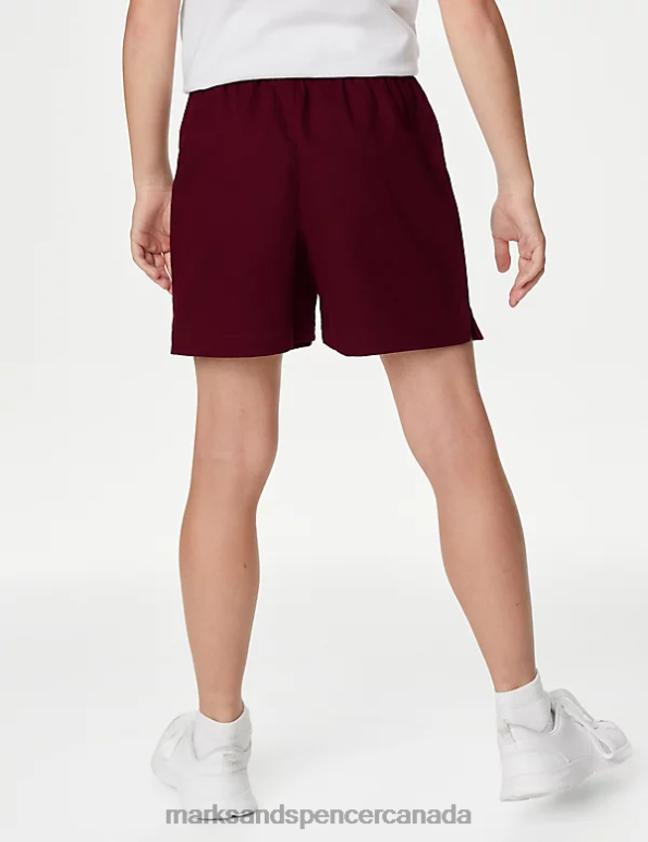 Kids Burgundy Clothing Marks & Spencer Pure Cotton Sports Shorts 20VTD8658 - Marks and Spencer online
