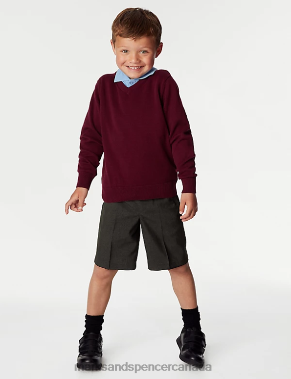 Marks and Spencer sale - Kids Charcoal Clothing Marks & Spencer 2pk Regular Leg School Shorts 20VTD8065