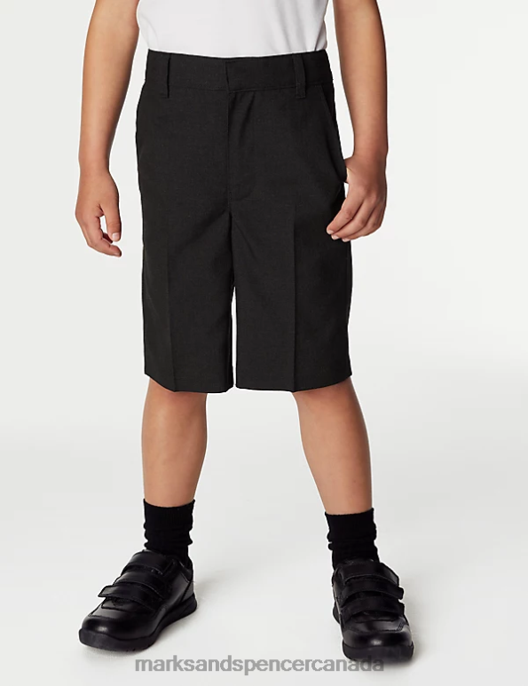 Marks and Spencer sale - Kids Charcoal Clothing Marks & Spencer 2pk Slim Leg School Shorts 20VTD8102