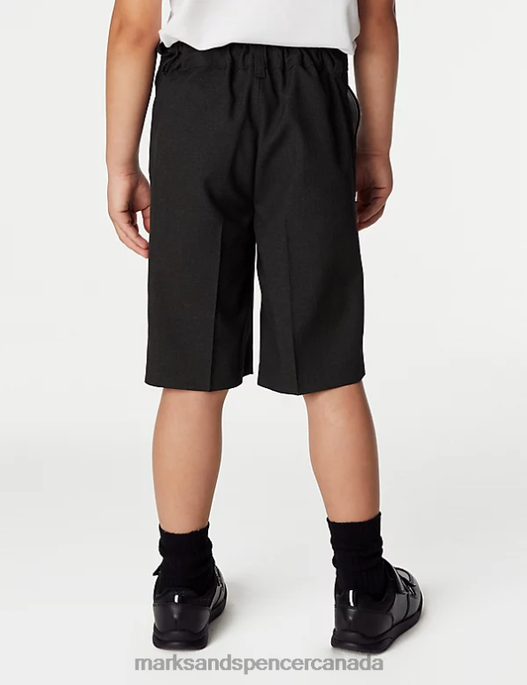 Marks and Spencer sale - Kids Charcoal Clothing Marks & Spencer 2pk Slim Leg School Shorts 20VTD8102