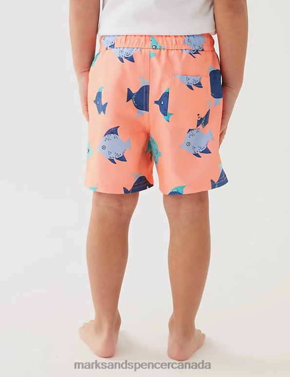 Marks and Spencer Canada - Kids Coral Mix Clothing Marks & Spencer Fish Print Swim Shorts 20VTD8571