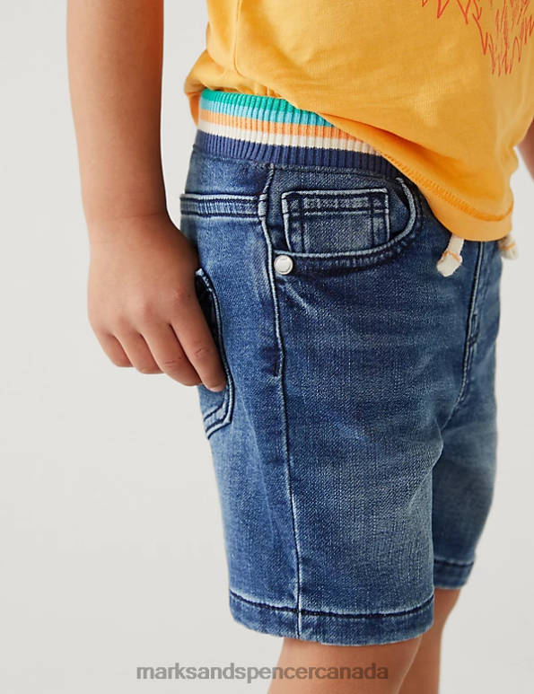 Kids Dark Blue Denim Clothing Marks & Spencer Cotton Rich Denim Shorts 20VTD8398 - Marks and Spencer Canada locations