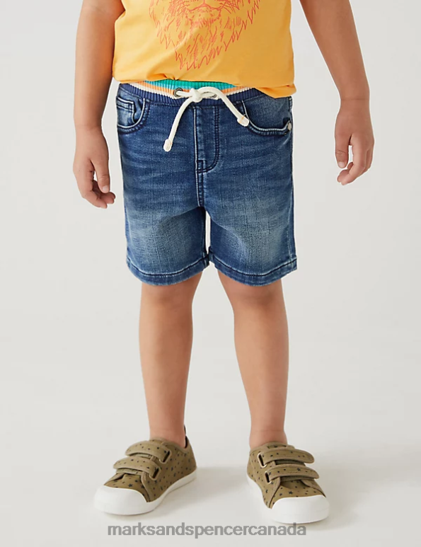 Kids Dark Blue Denim Clothing Marks & Spencer Cotton Rich Denim Shorts 20VTD8398 - Marks and Spencer Canada locations