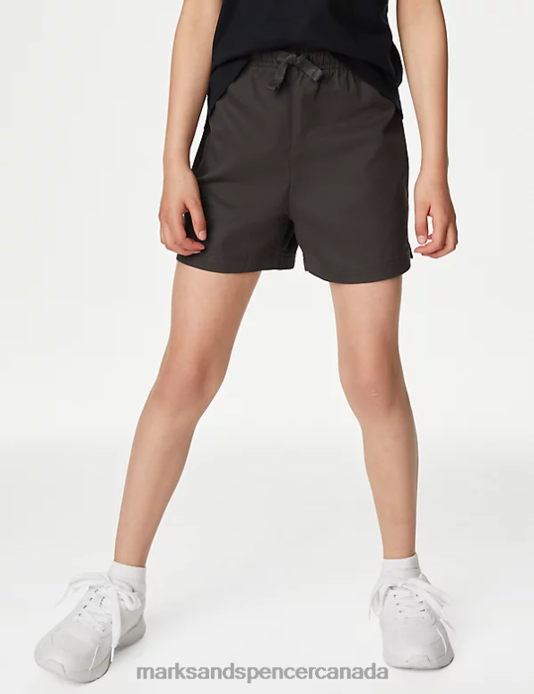 Kids Dark Grey Clothing Marks & Spencer Pure Cotton Sports Shorts 20VTD8660 - Marks and Spencer outlet