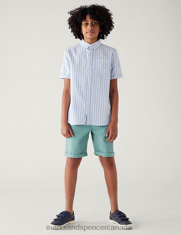 Marks and Spencer near me - Kids Dusted Aqua Clothing Marks & Spencer Cotton Rich Chino Shorts 20VTD8621