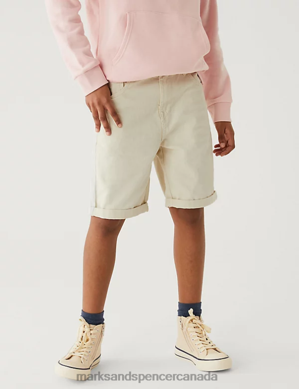 Kids Ecru Clothing Marks & Spencer Pure Cotton Denim Shorts 20VTD8685 - Marks and Spencer online