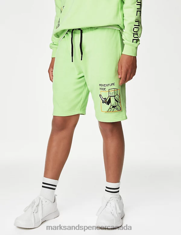 Marks and Spencer Canada - Kids Green Clothing Marks & Spencer Cotton Rich Minecraft Shorts 20VTD8419