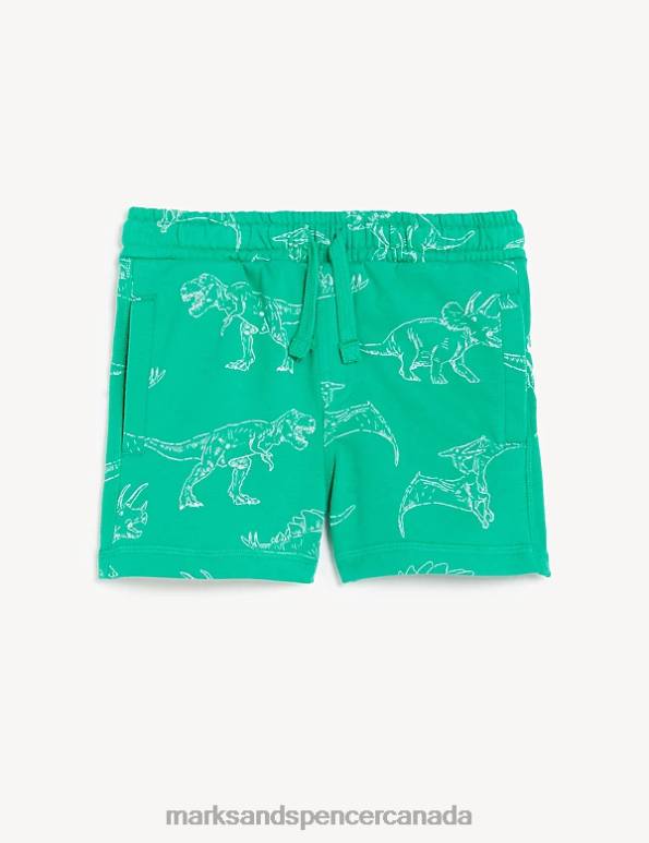 Kids Green Mix Clothing Marks & Spencer Cotton Rich Dinosaur Shorts 20VTD8138 - Marks and Spencer Canada locations