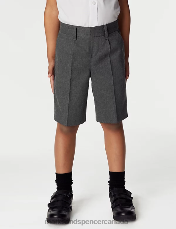 Marks and Spencer sale - Kids Grey Clothing Marks & Spencer 2pk Front Pleat School Shorts 20VTD8427